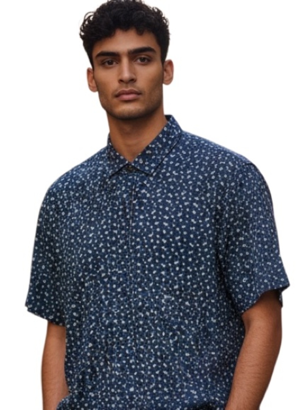 Redvanly Ashby Mazarin Blue Floral Performance Polo Size M